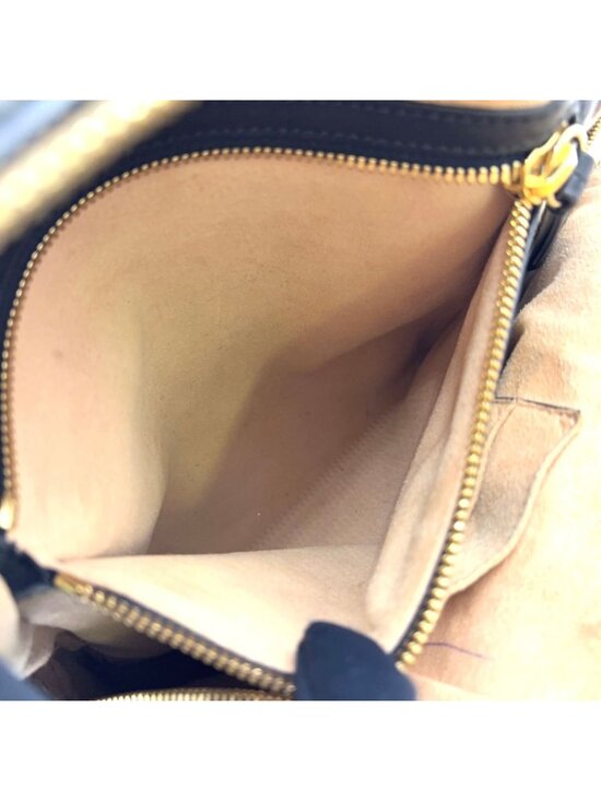 Gucci GG Supreme Beige Leather Black Backpack Gold
